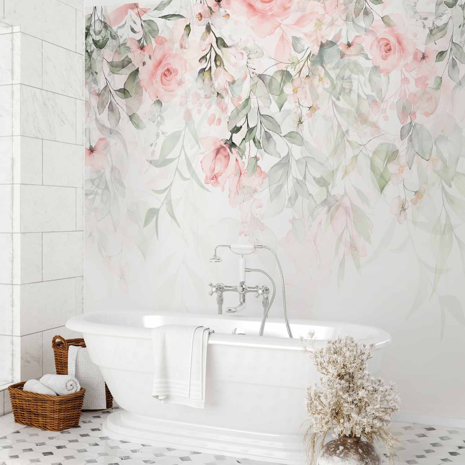 Rose Waterfall Floral Wall Mural