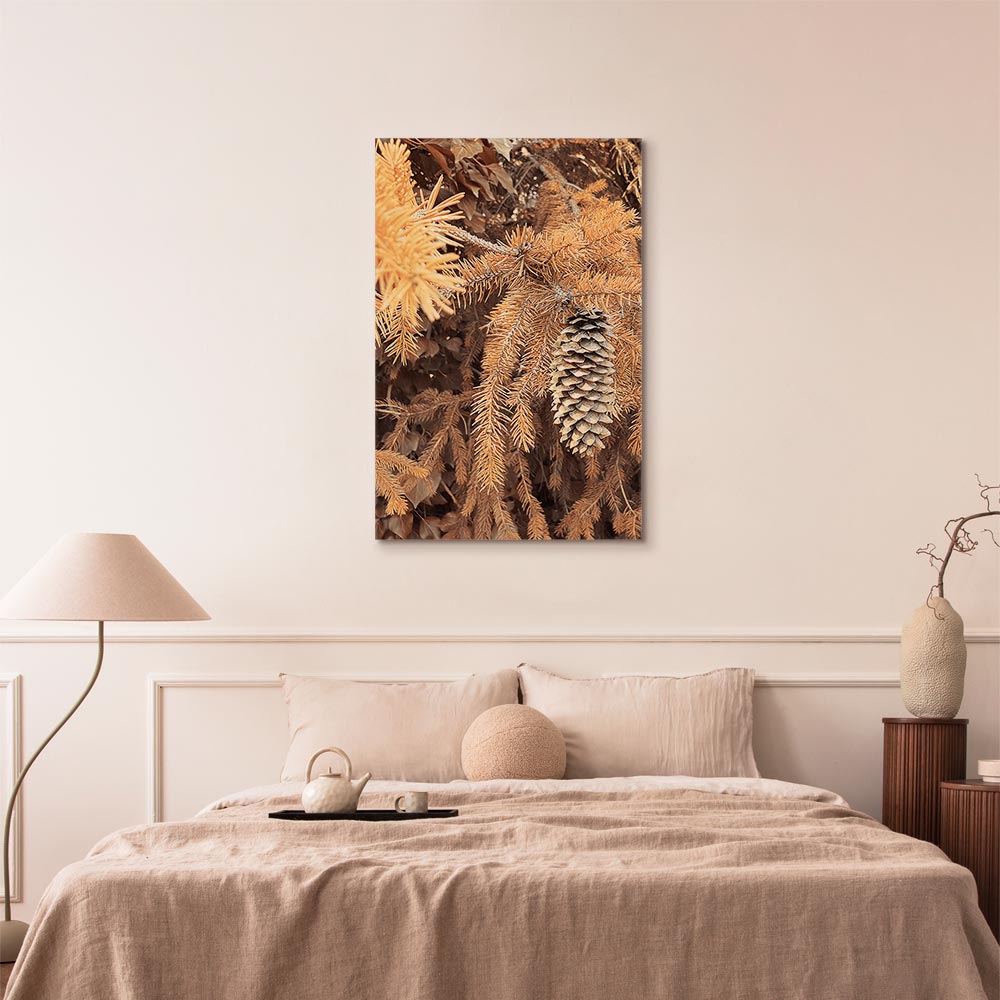 Golden Forest Cone Landscape Canvas Print