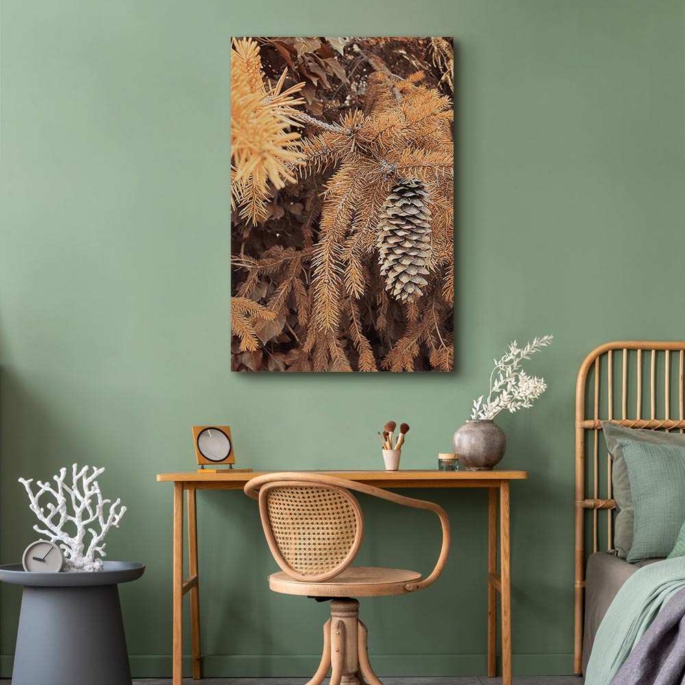 Golden Forest Cone Landscape Canvas Print