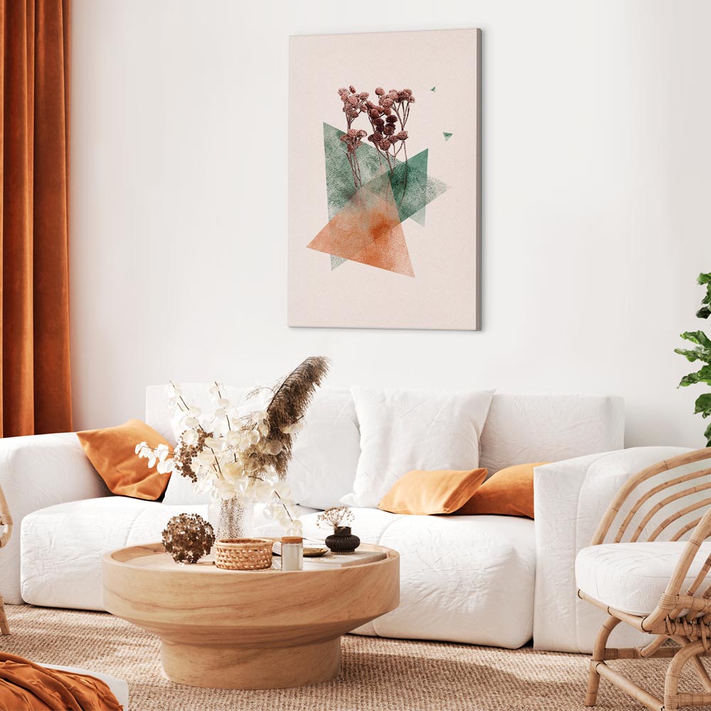 Modernist Geometric Flower Vertical Canvas Print