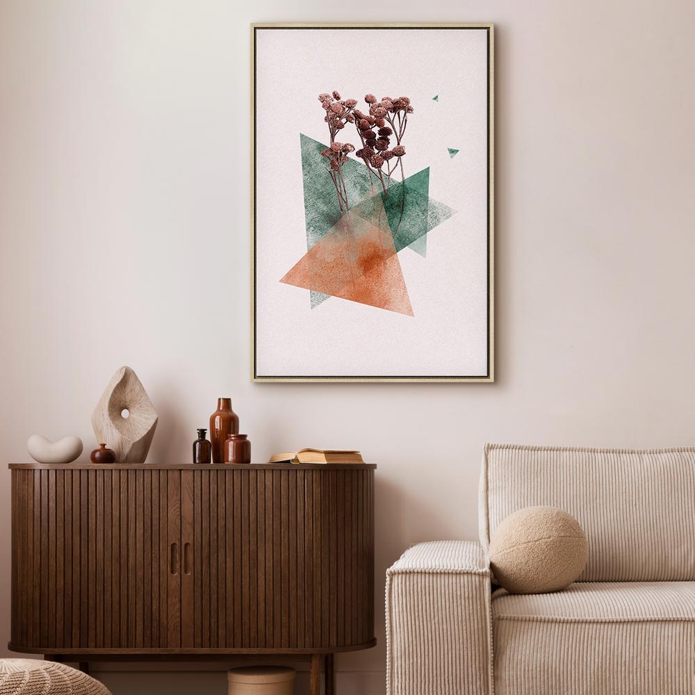 Modernist Geometric Flower Vertical Canvas Print