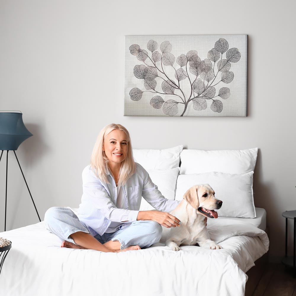 Abstract Windblown Leaves Wide Canvas Print