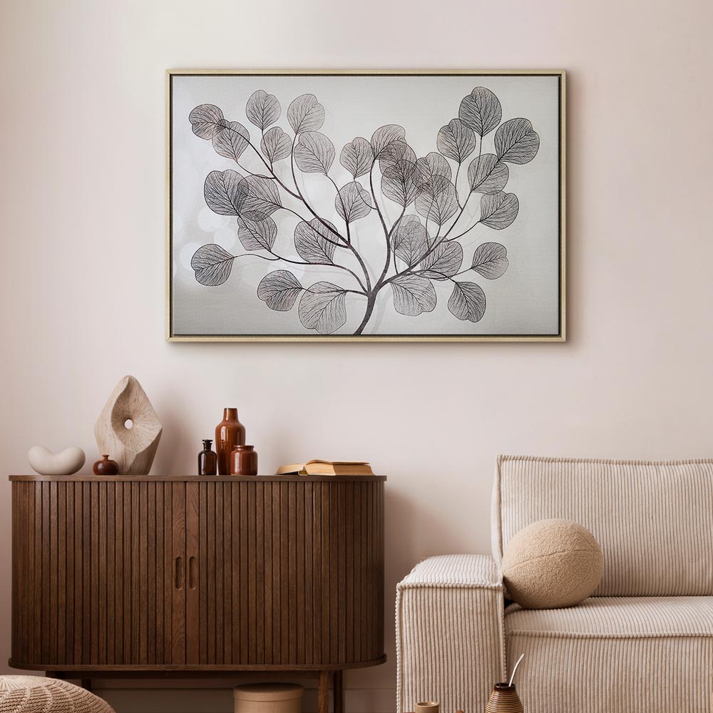 Abstract Windblown Leaves Wide Canvas Print