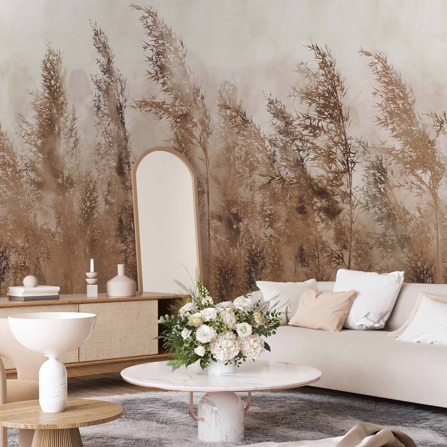 Tall Grasses Brown Wall Mural