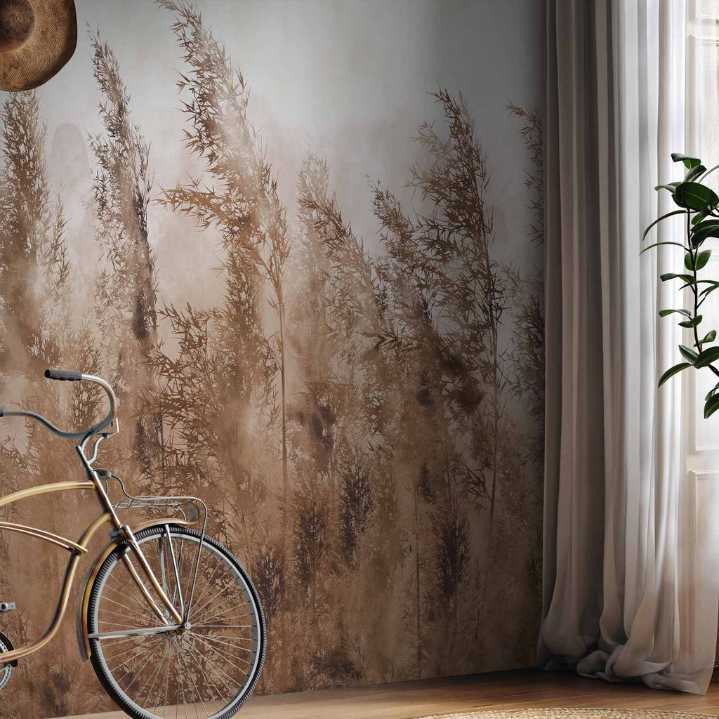 Tall Grasses Brown Wall Mural