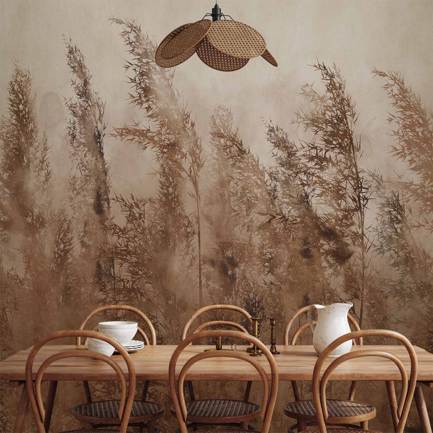 Tall Grasses Brown Wall Mural