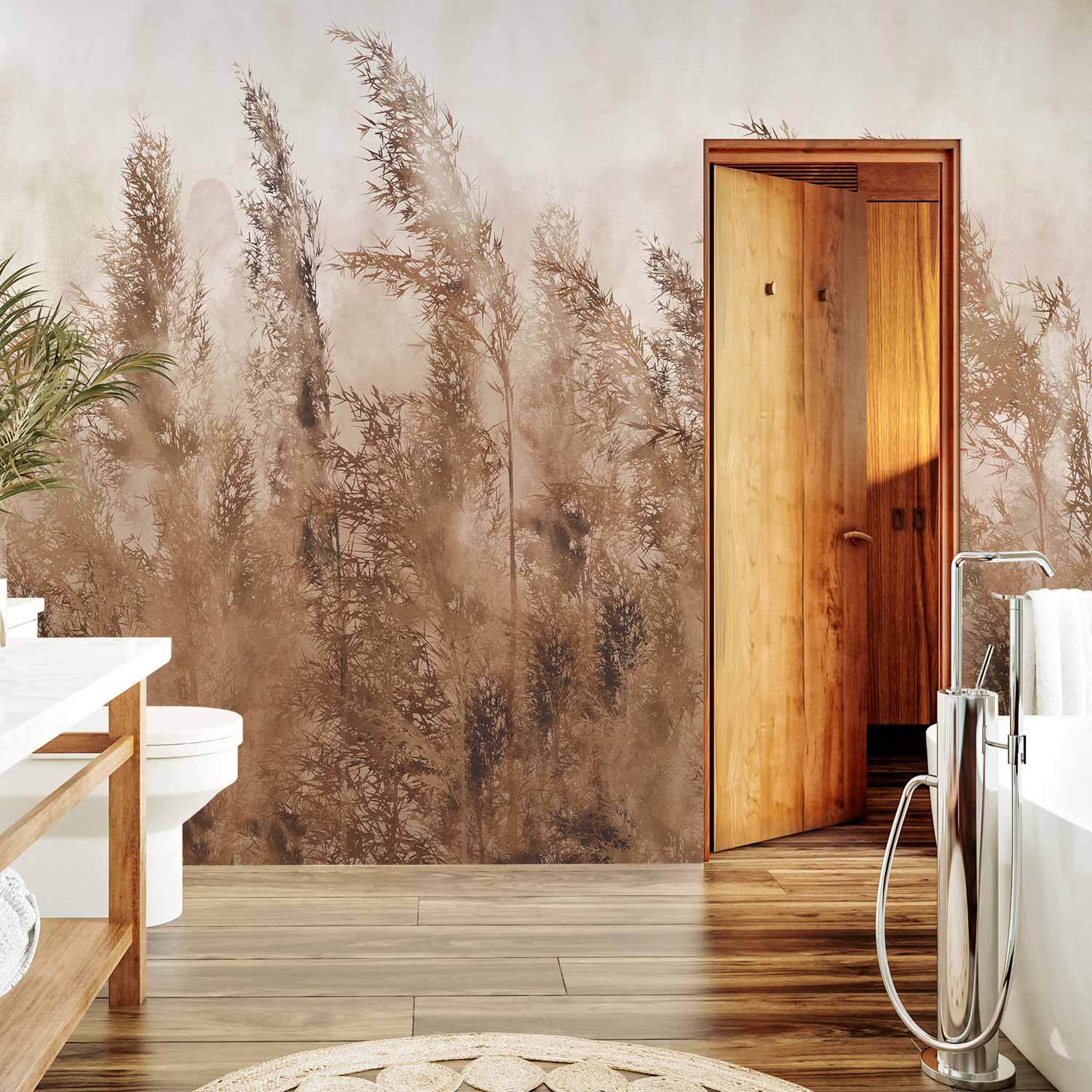 Tall Grasses Brown Wall Mural