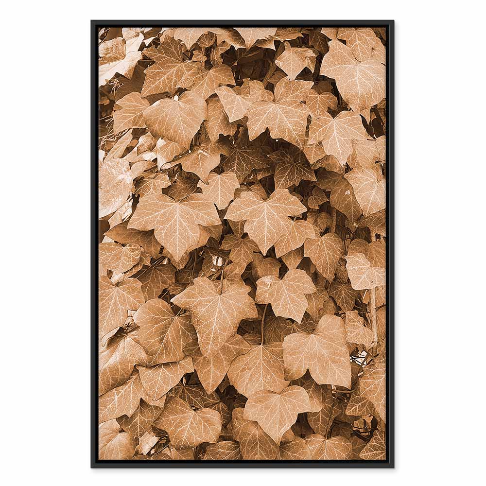 Autumn Ivy Sepia Leaves Vertical Canvas Print