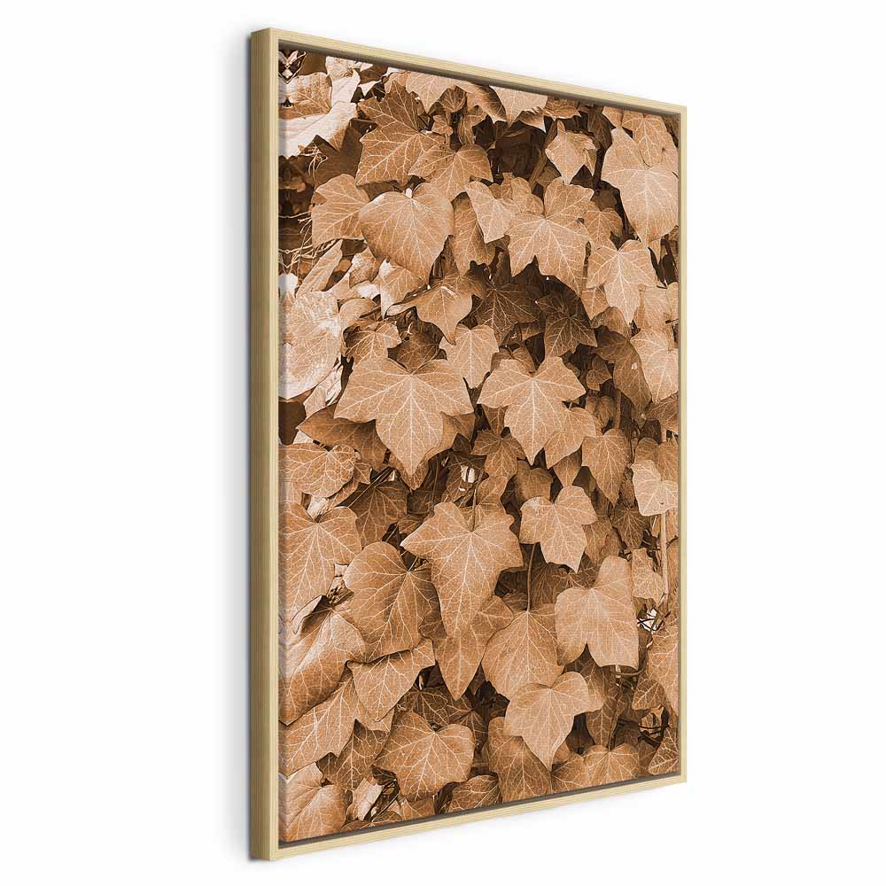 Autumn Ivy Sepia Leaves Vertical Canvas Print