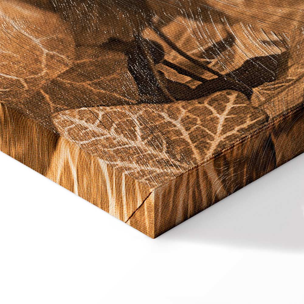 Autumn Ivy Sepia Leaves Vertical Canvas Print