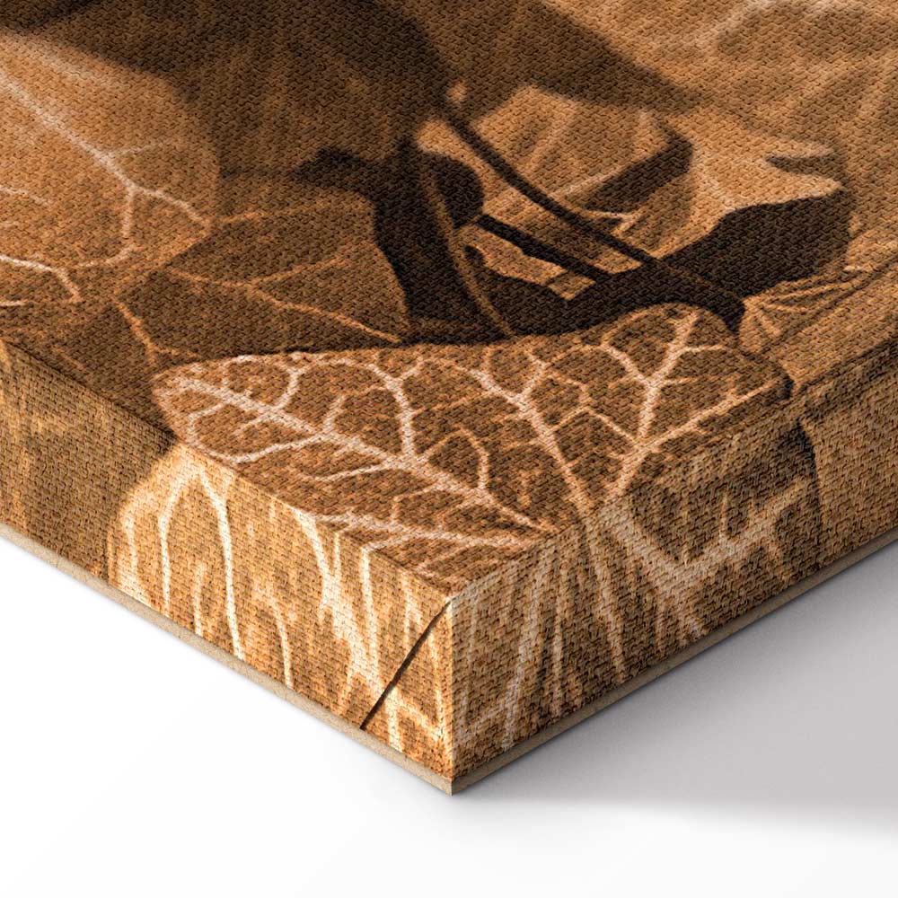 Autumn Ivy Sepia Leaves Vertical Canvas Print