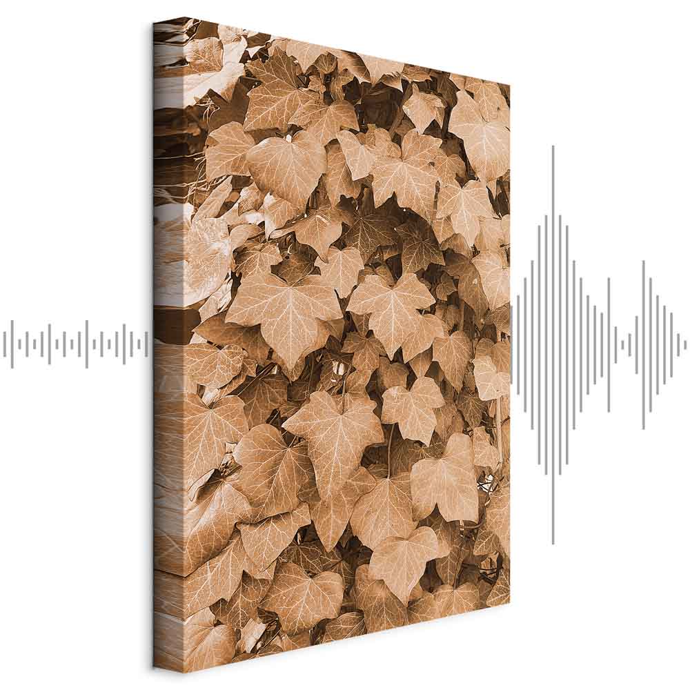 Autumn Ivy Sepia Leaves Vertical Canvas Print