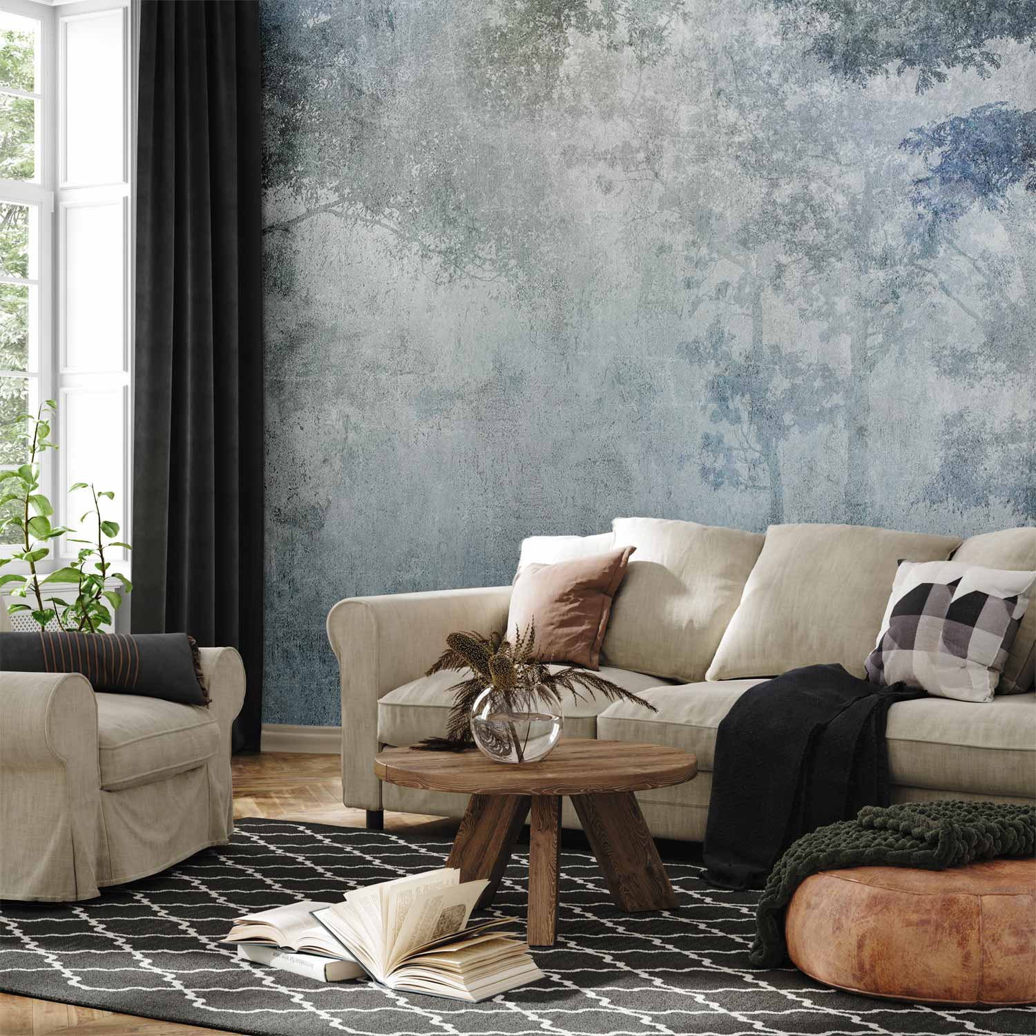 Misty Forest Texture Wall Mural