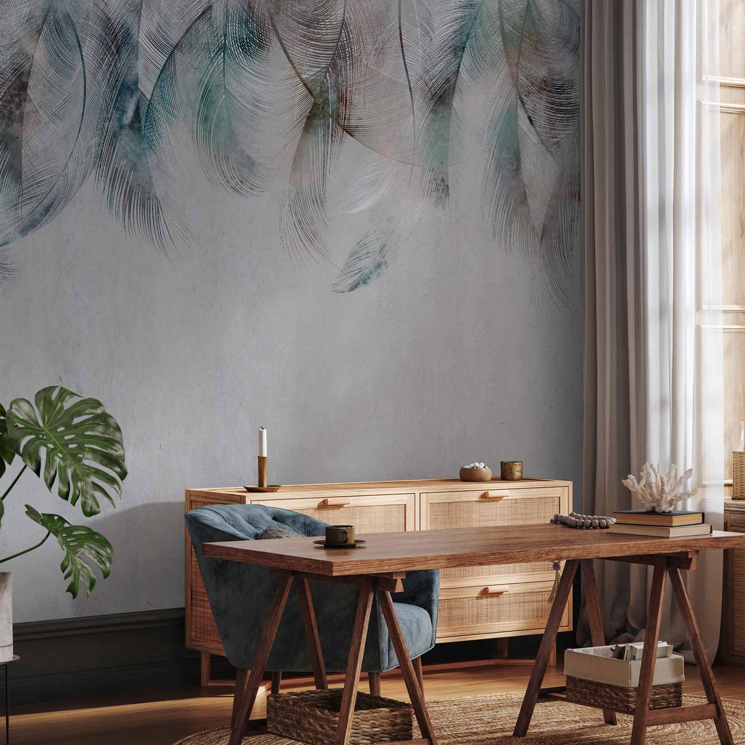 Colourful Feather Pattern Wall Mural