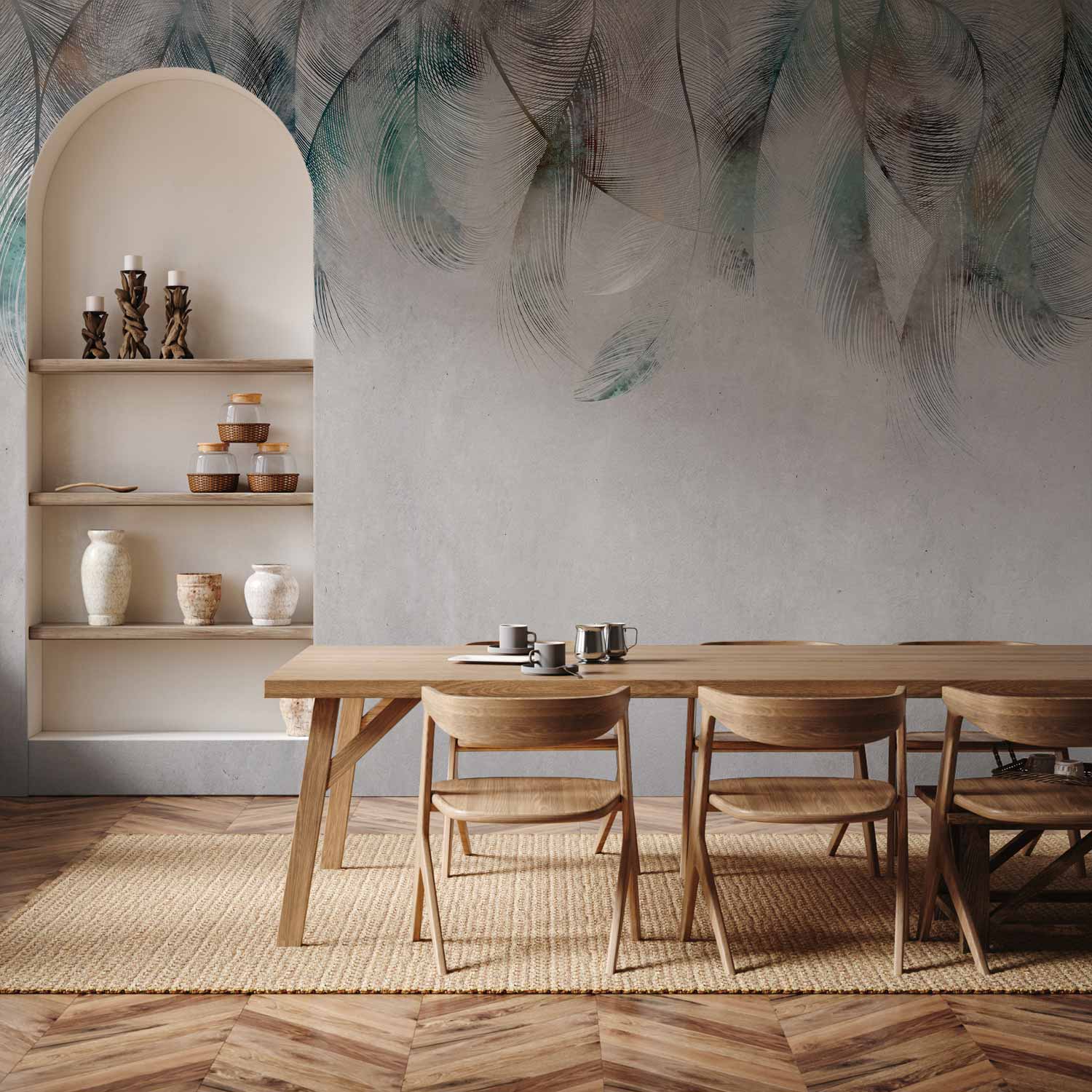 Colourful Feather Pattern Wall Mural