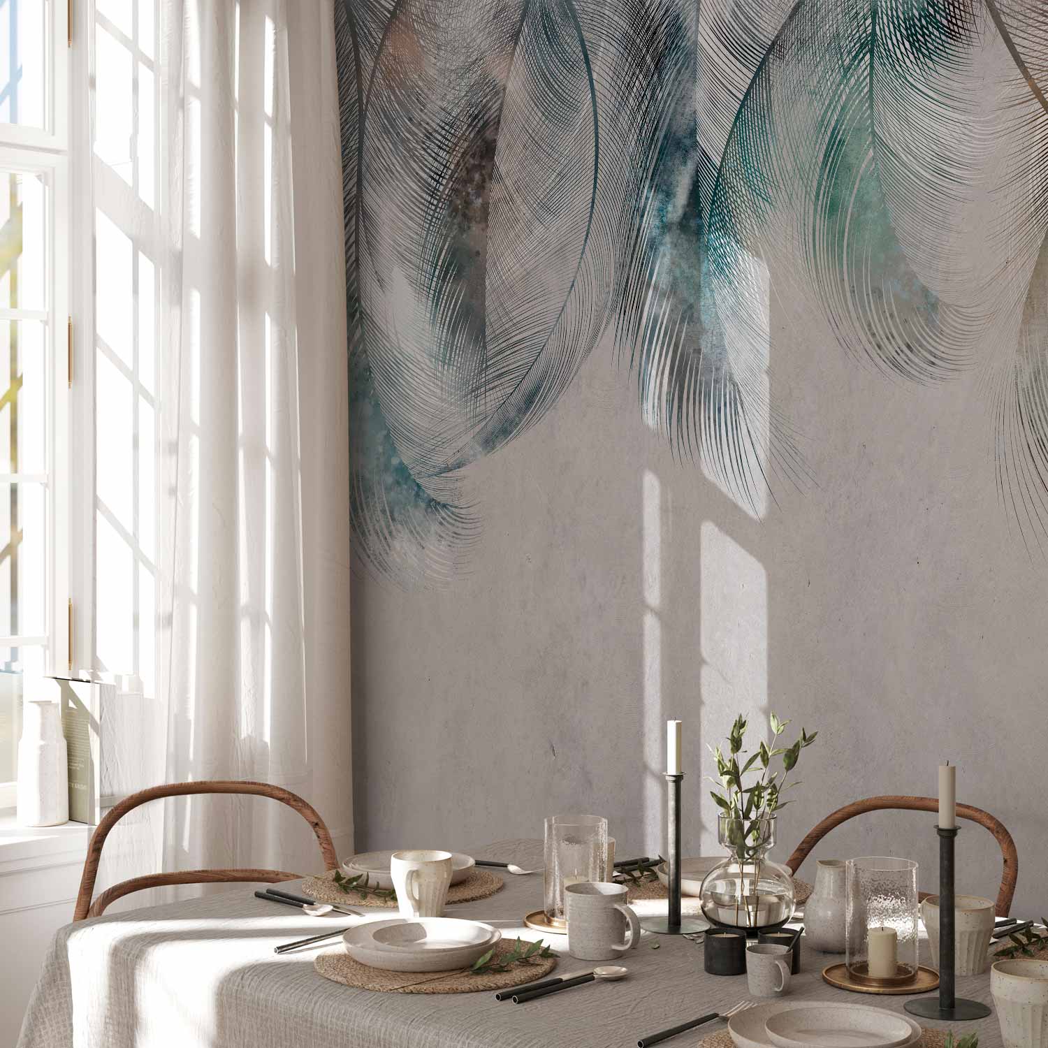 Colourful Feather Pattern Wall Mural