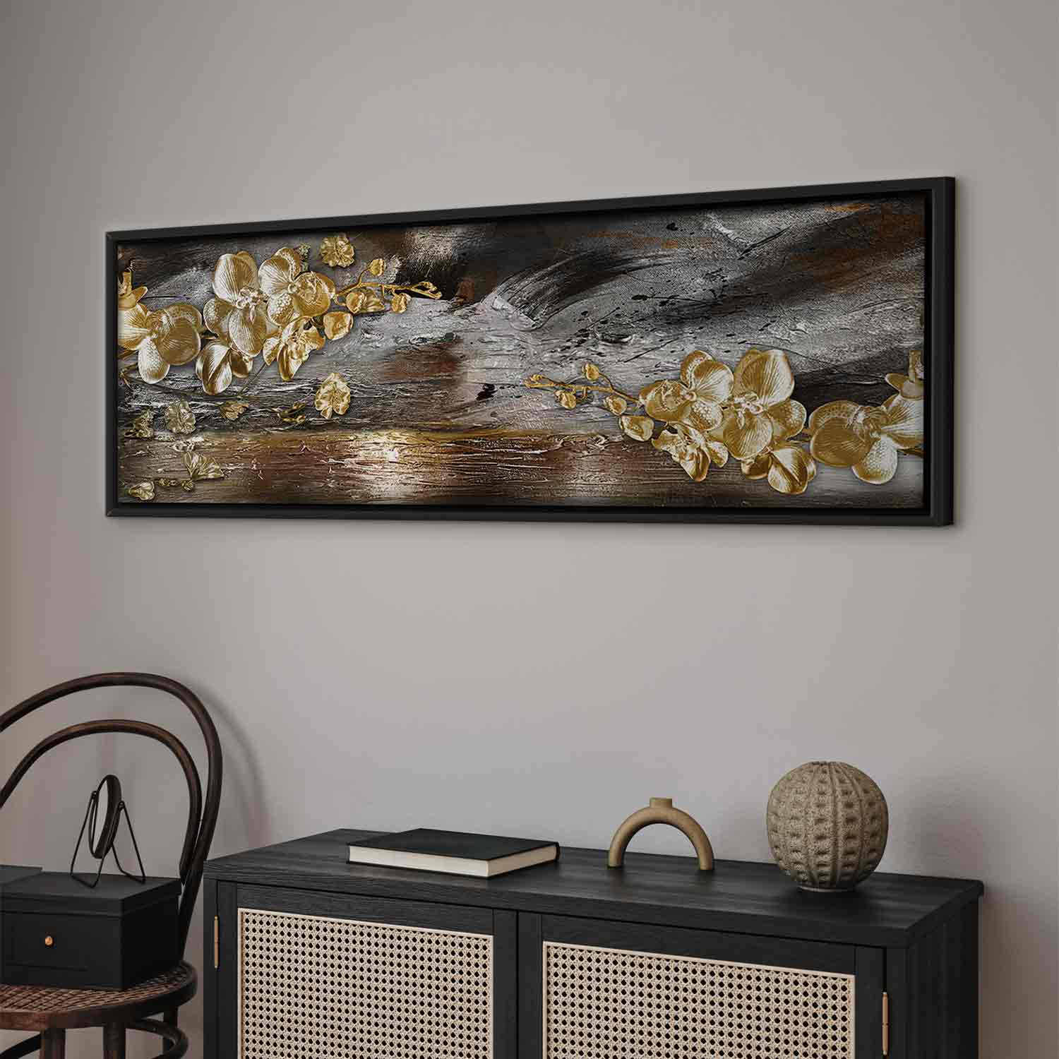 Golden Abstract Garden Canvas Print