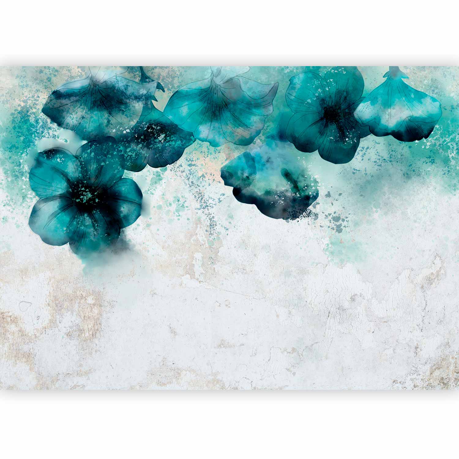 Blue Poppies Floral Wall Mural