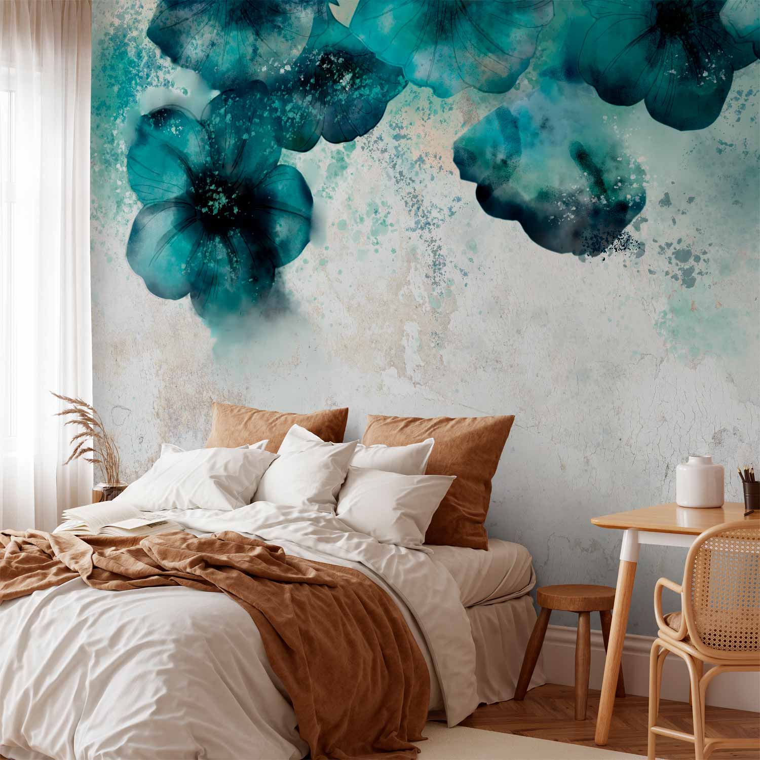 Blue Poppies Floral Wall Mural