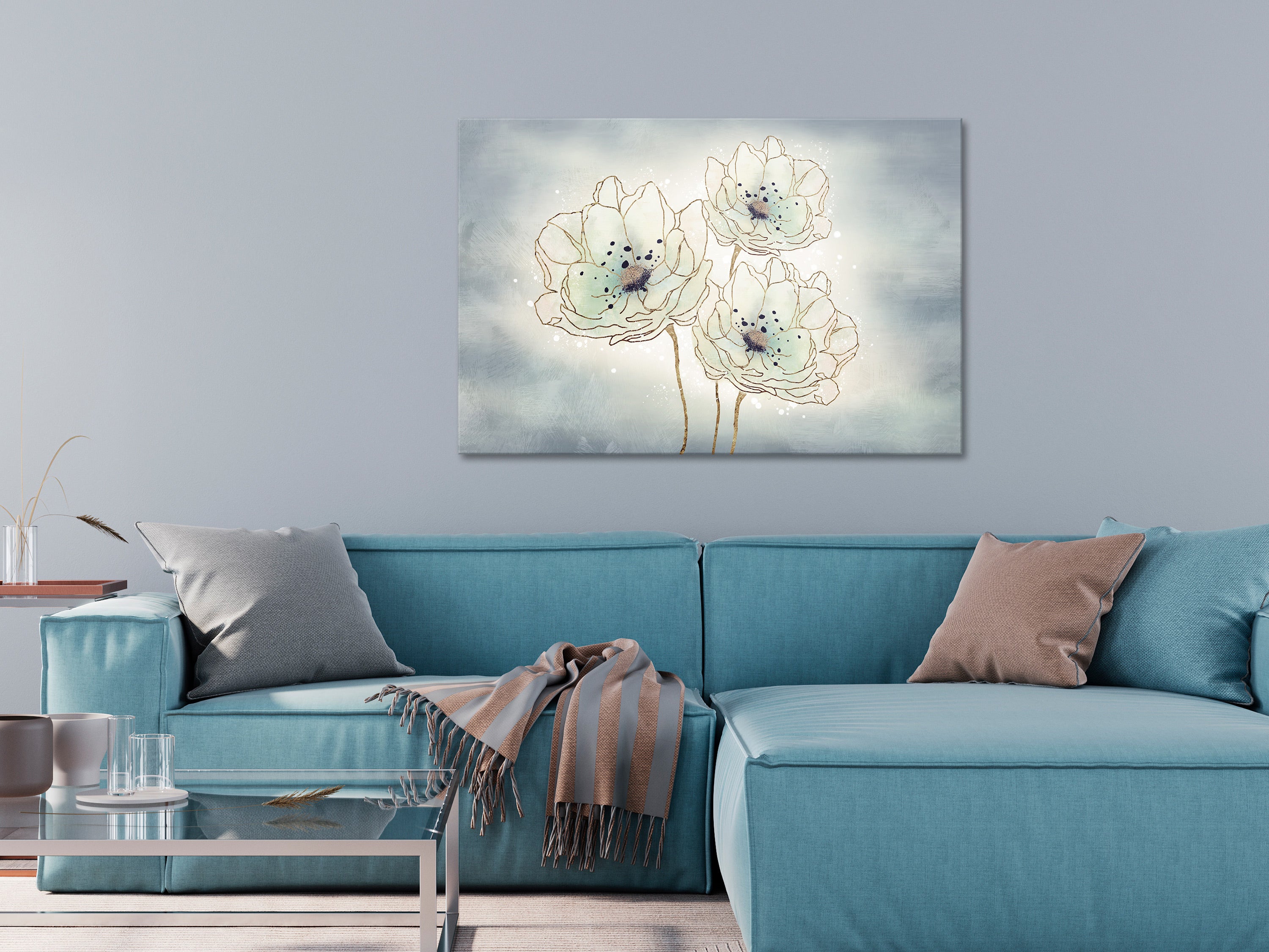 Canvas Print Ocean Flowers Wide (1 Part)