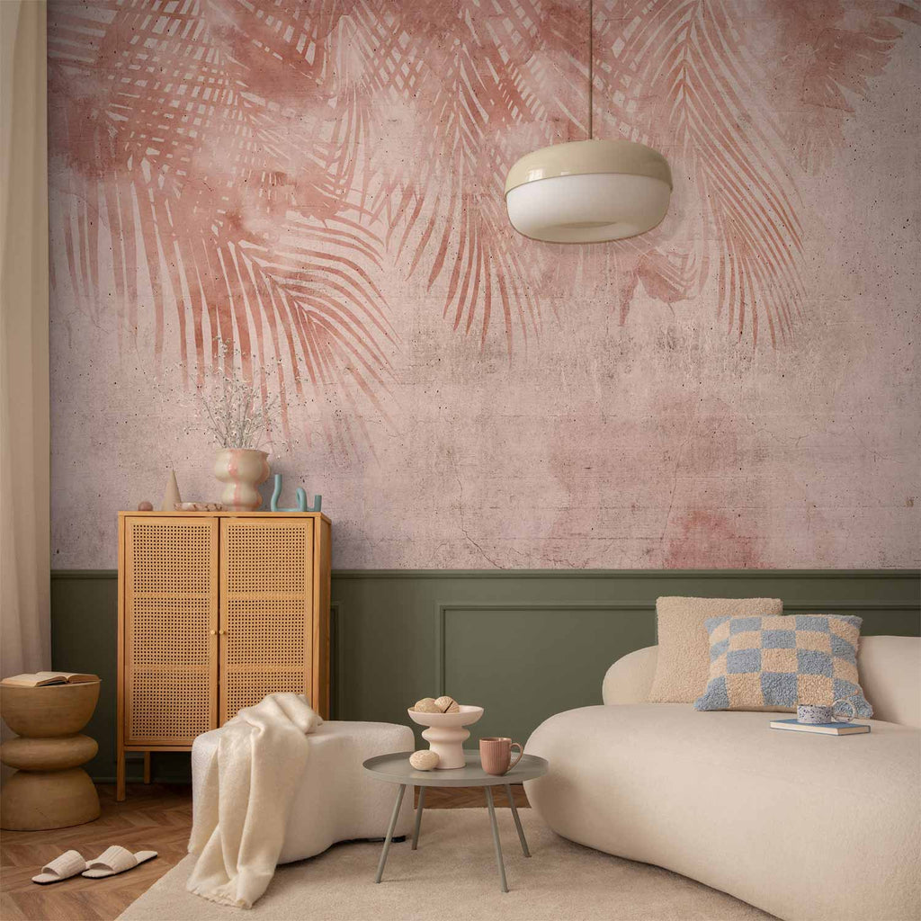 Pink Palm Trees Tropical Wall Mural