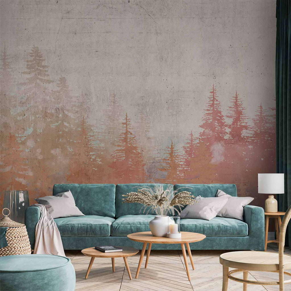 Forest Sunset Textured Wall Mural