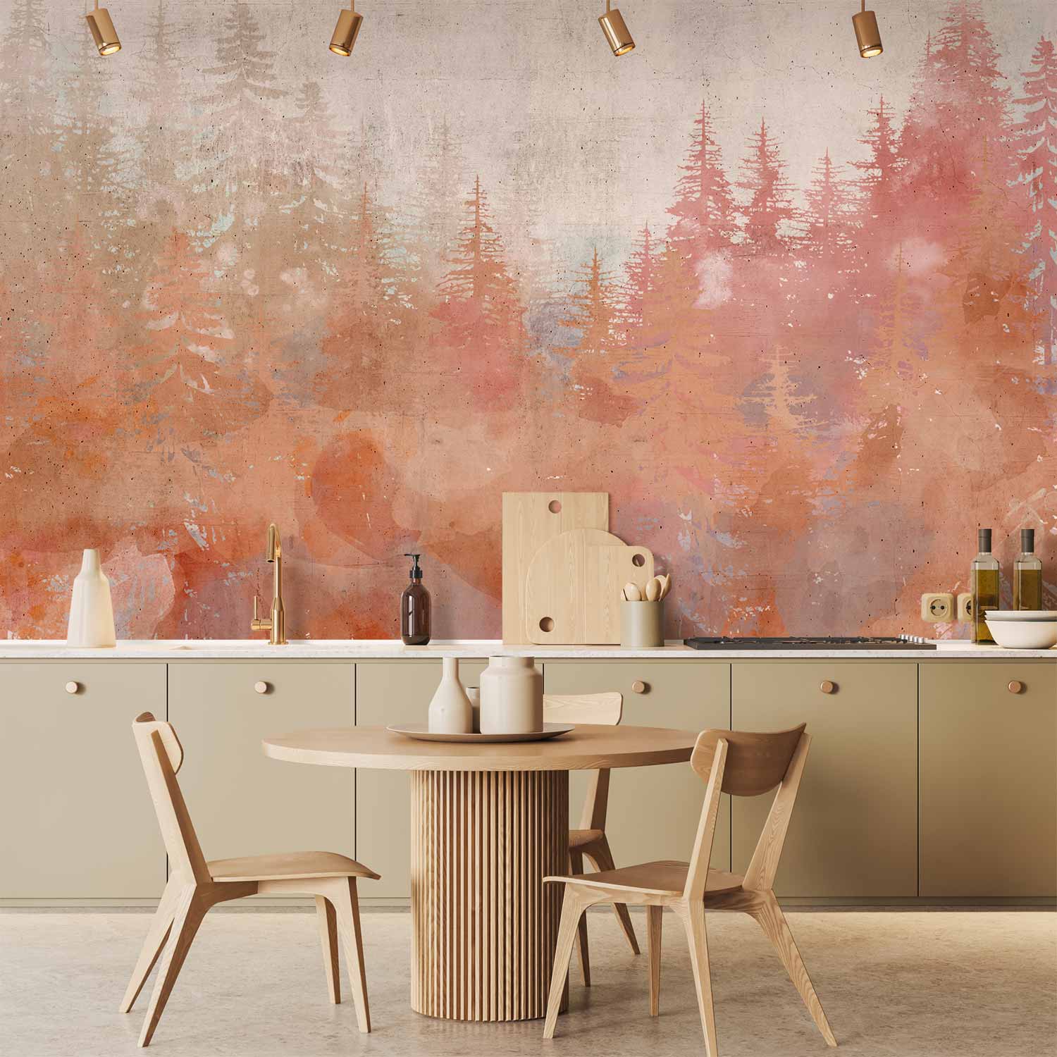 Forest Sunset Textured Wall Mural