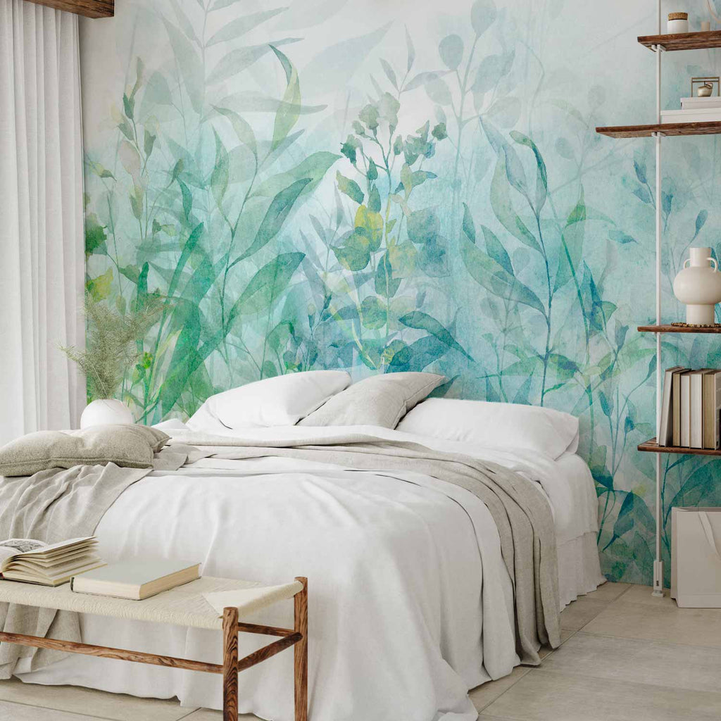 Watercolor Floral Leaves Nature Wall Mural