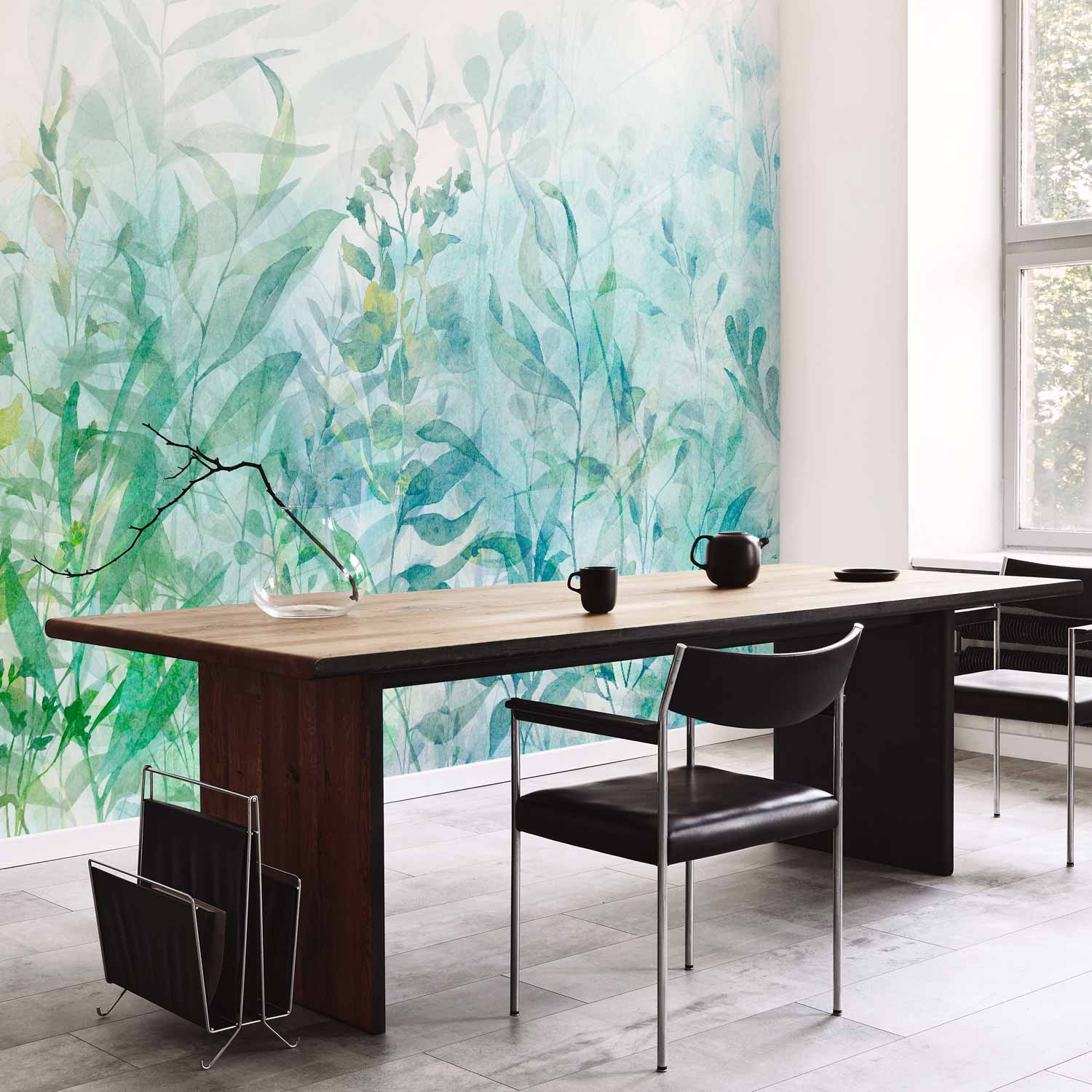 Watercolor Floral Leaves Nature Wall Mural