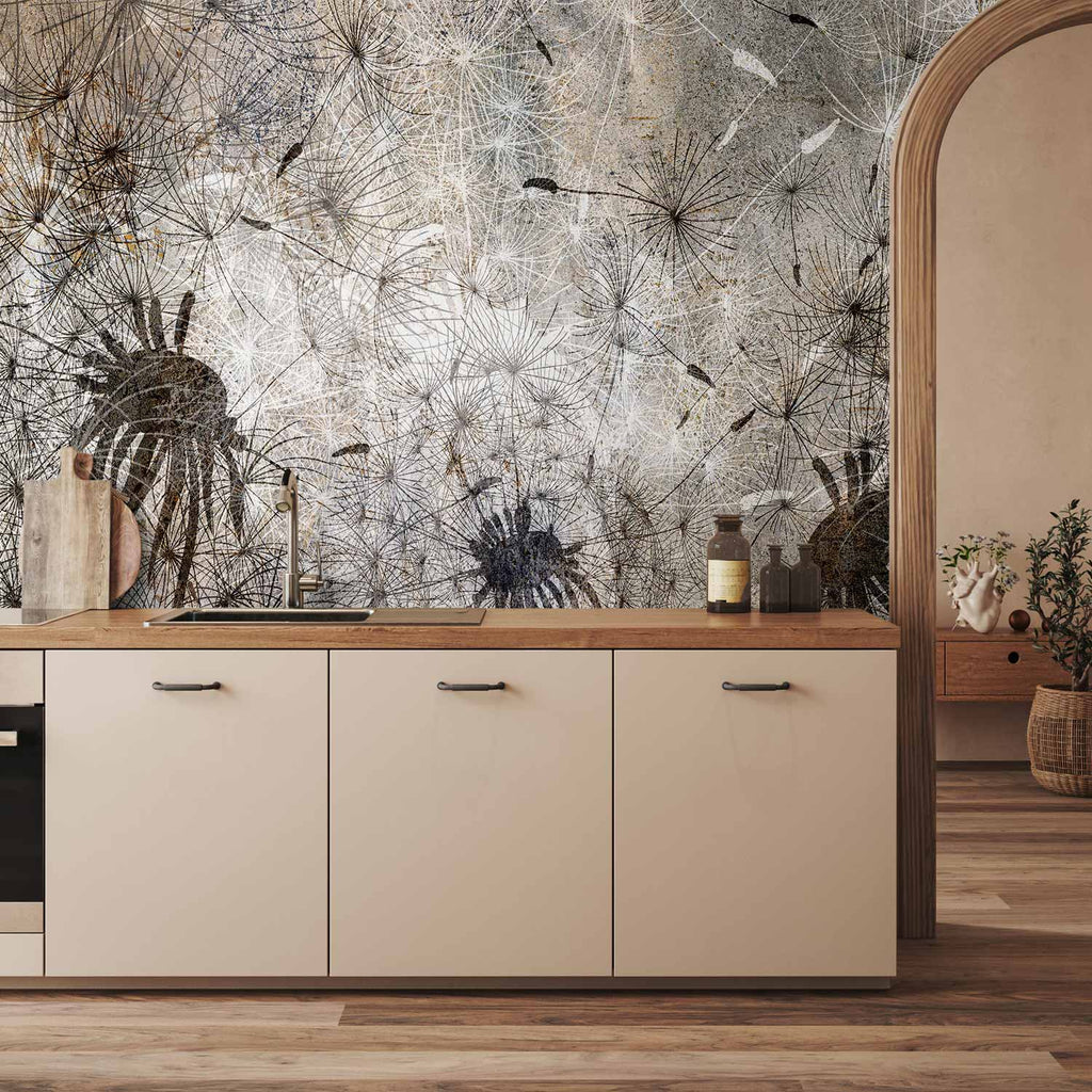 Wandbild mit Blumenmotiv, das den Atem anregt