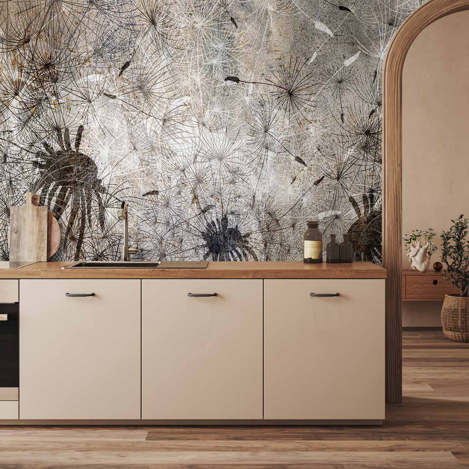 Wandbild mit Blumenmotiv, das den Atem anregt