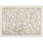 Wall Mural - White Leaves Abstract Plant Motif on Beige Background