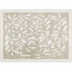 Wall Mural - White Leaves Abstract Plant Motif on Beige Background