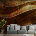 Wandbild Flüssiggold Abstraktes Wellenblattmuster