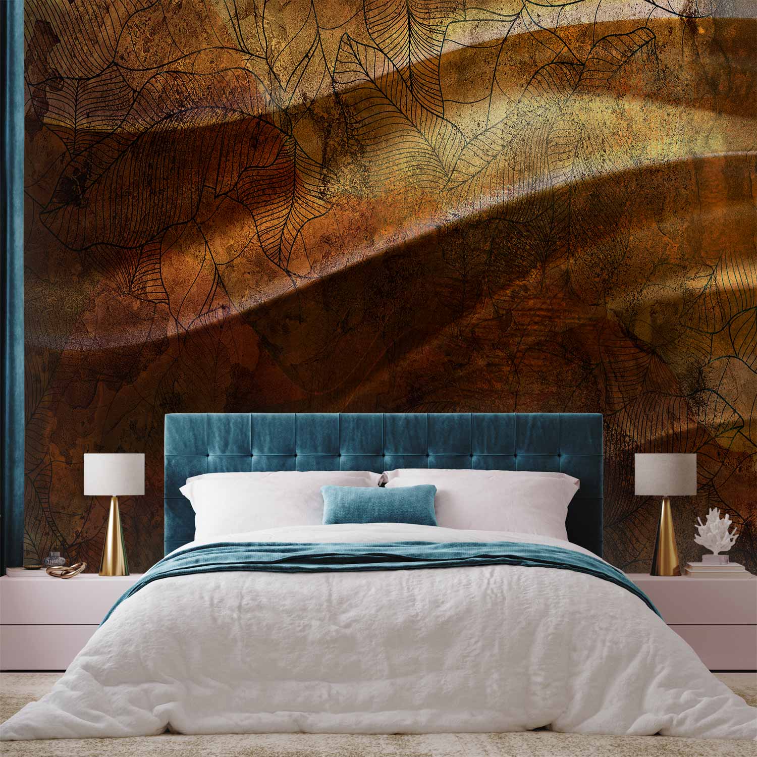 Liquid Gold Abstract Wavy Wall Mural