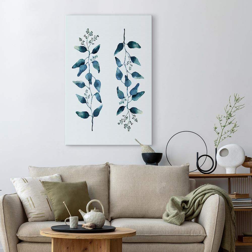 Always Together Botanical Leaves Vertical Canvas Print