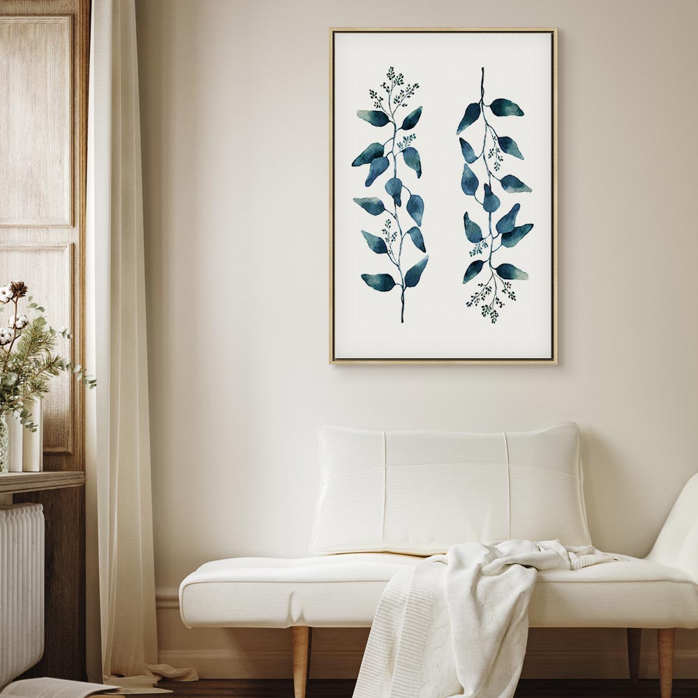 Always Together Botanical Leaves Vertical Canvas Print