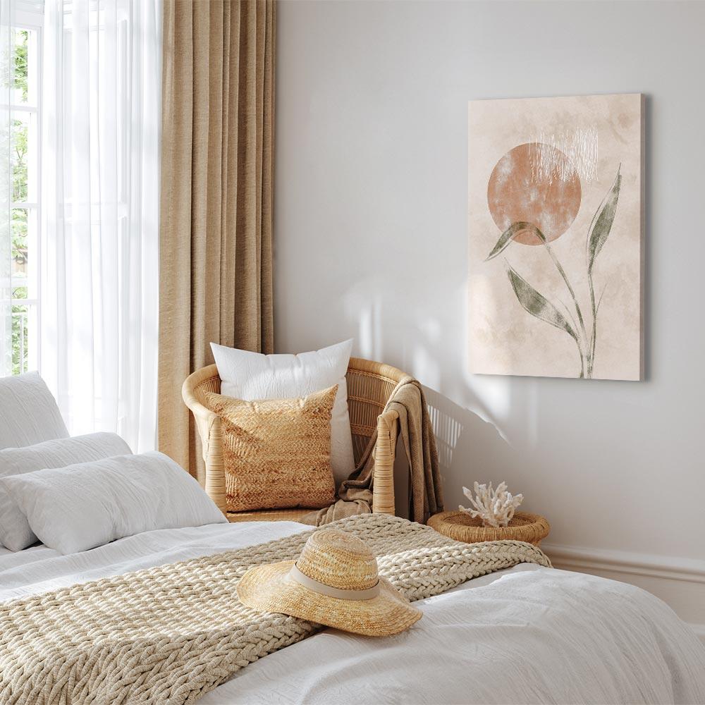 Autumn Sunrise Leaves Vertical Canvas Print