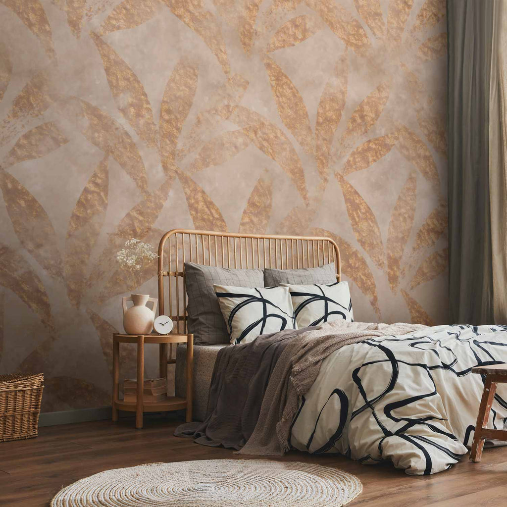 Leaves and Gold Botanical Wall Mural