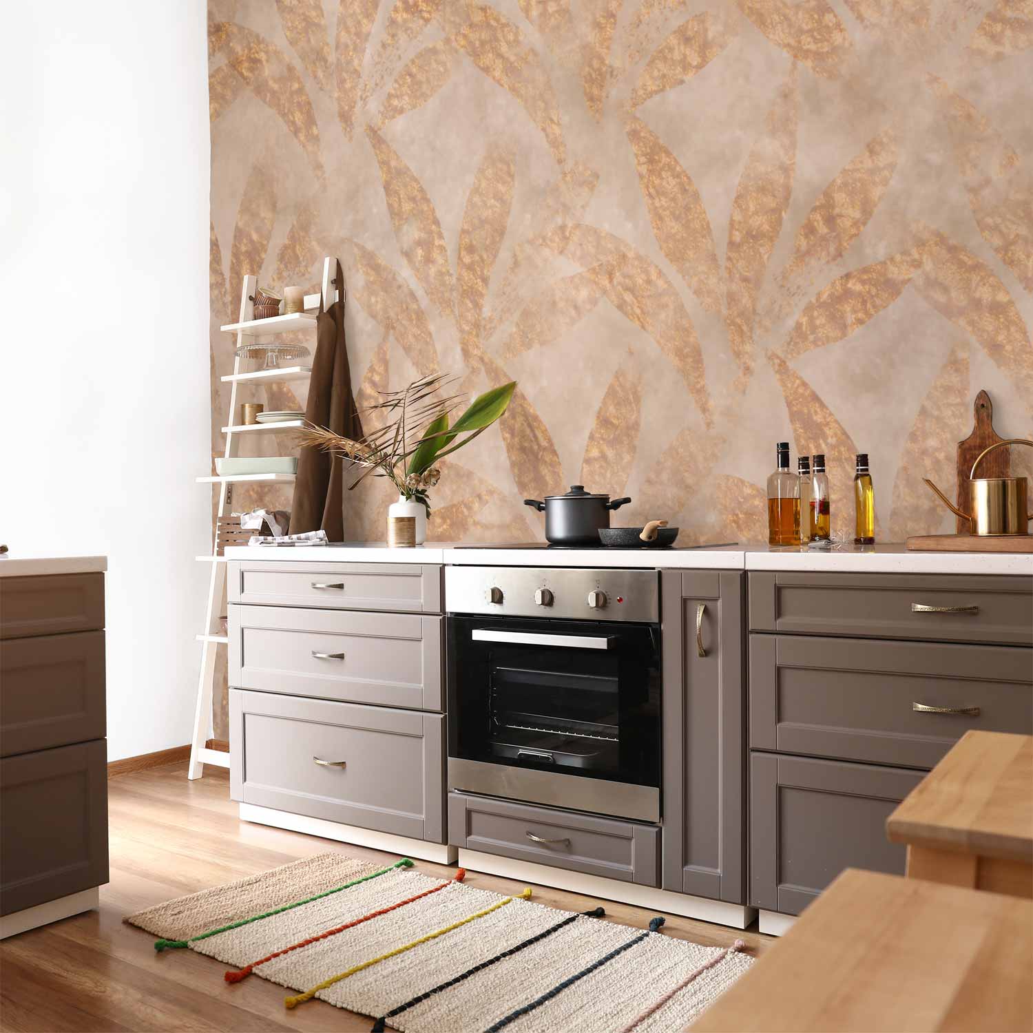 Leaves and Gold Botanical Wall Mural