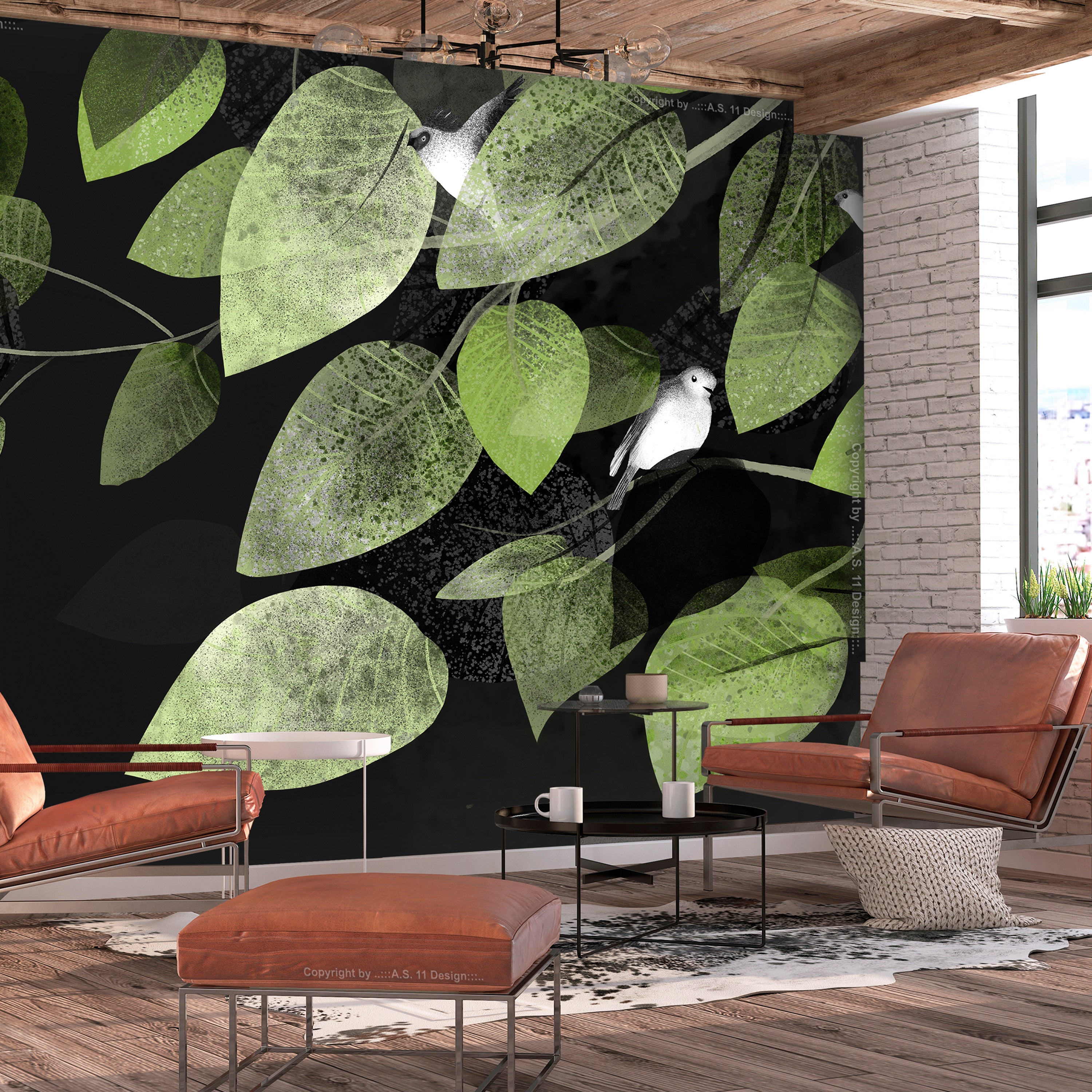 Wall Mural Bird Holidays Leaves