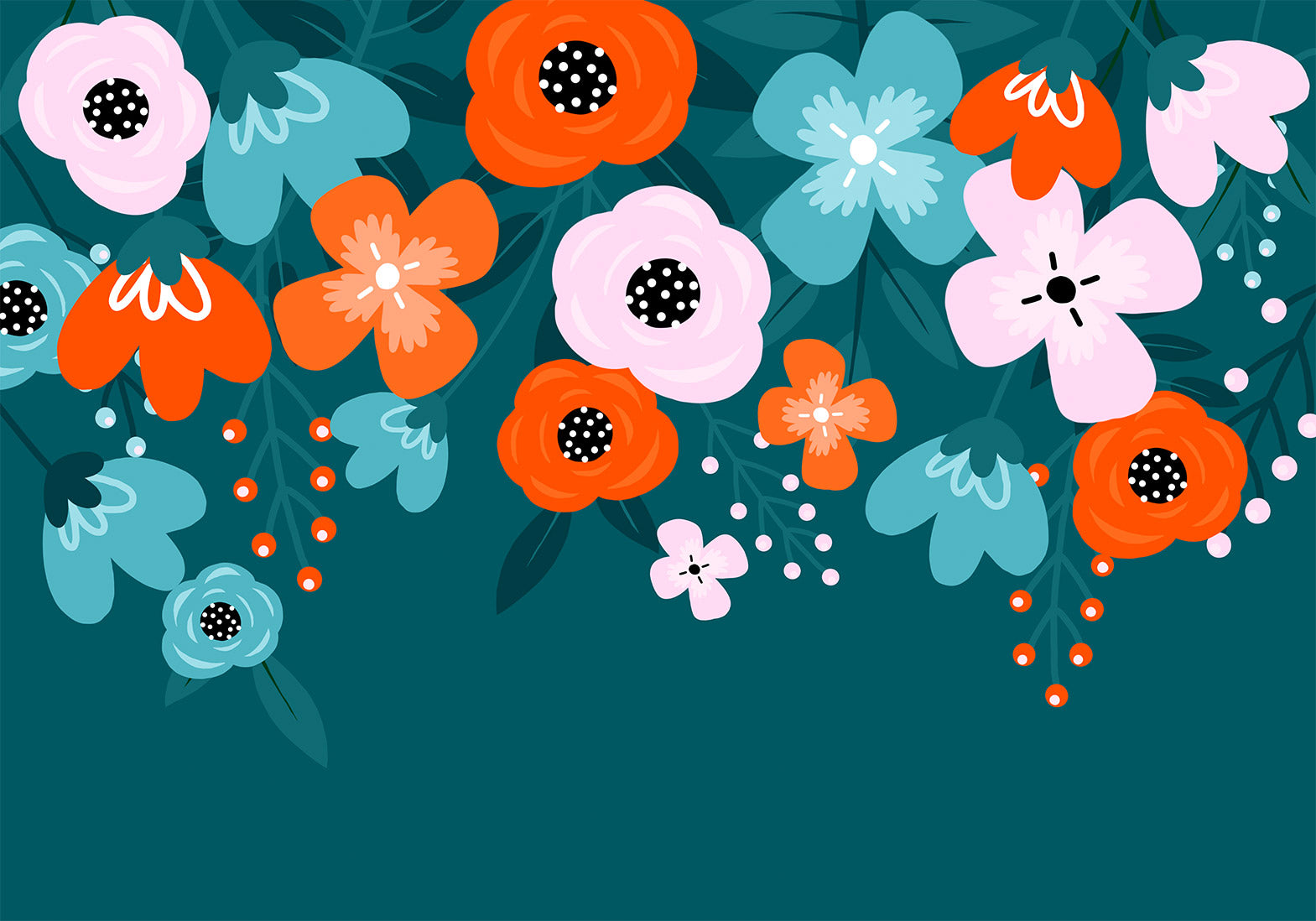 Wall Mural Colorful Bloom - Flowers