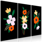 Leinwanddruck – Farbenfrohe Blüte (3 Teile)