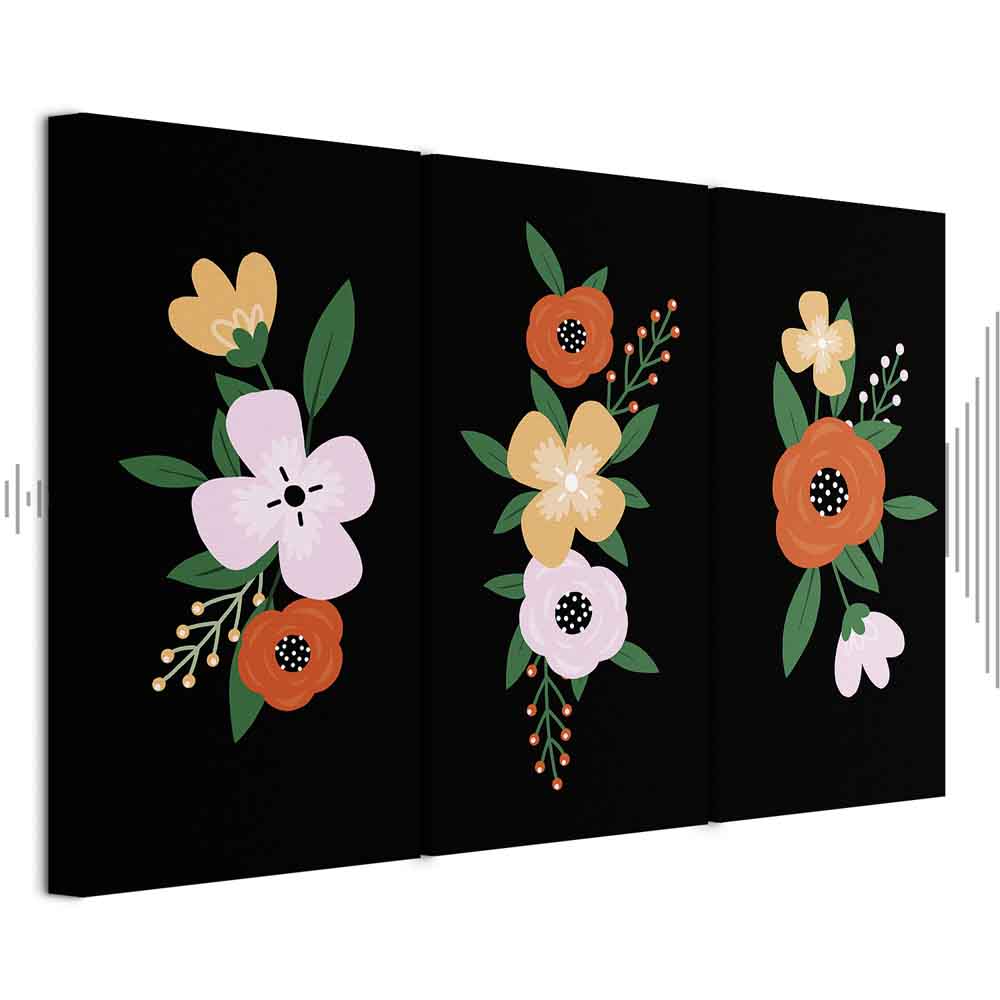 Colorful Bloom Floral Canvas Print (3 Parts)