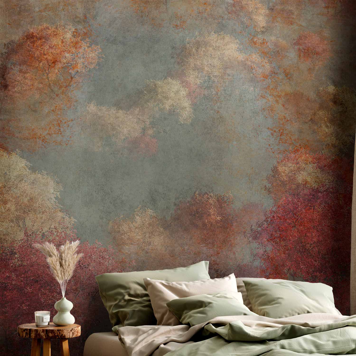 Autumn Forest Landscape Retro Wall Mural