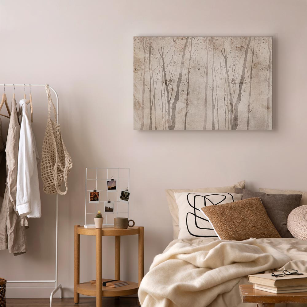 Beige Forest Trees Canvas Print