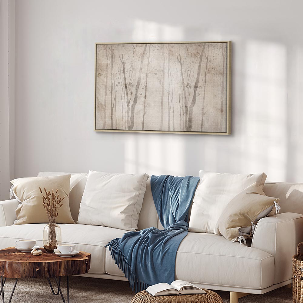 Beige Forest Trees Canvas Print