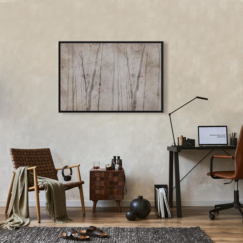 Beige Forest Trees Canvas Print