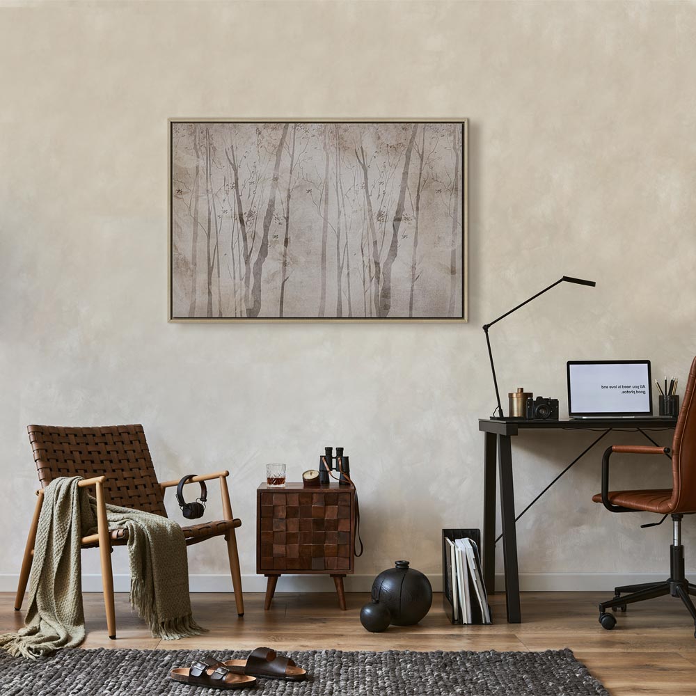 Beige Forest Trees Canvas Print