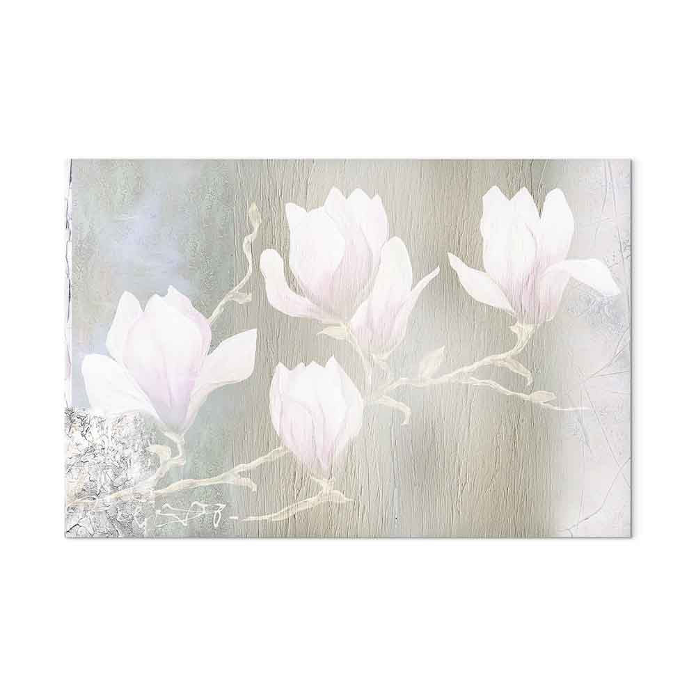 White Magnolia Flowers Wide Canvas Print